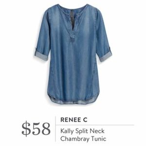 STITCH FIX / Blue Chambray Tunic Top Pockets